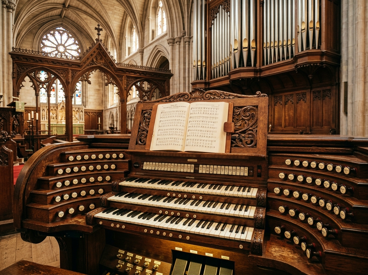 Cathedral pipe organ console